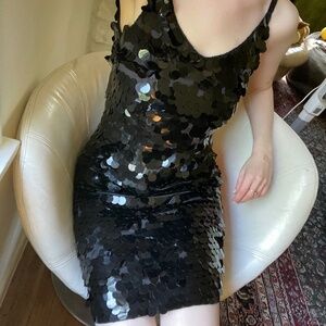 Vintage Black Sequin Dress